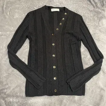 셀포드 라메 리브 니트 가디건 버튼 블랙 36