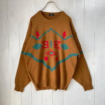 울 100% 올 패턴 스웨터 루즈핏 디자인 LL 사이즈