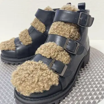 완판템 복슬복슬 고아 사이드 지퍼 부츠 블랙 퍼 포함 S