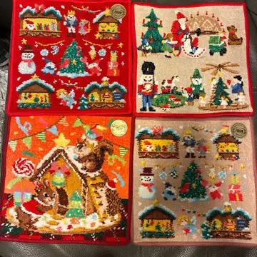 미사용 새상품 페이러 크리스마스 손수건 4개 세트