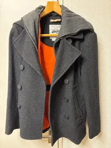 SUPERDRY 극도 건조(하라) 슈퍼 드라이 더블 브레스트 피 코트