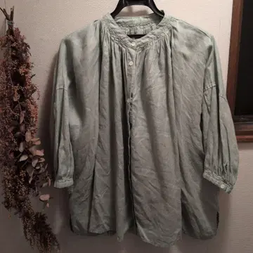 tsukuru&Lin. 연한 그린 컬러 린넨 셔츠 M size 루즈핏