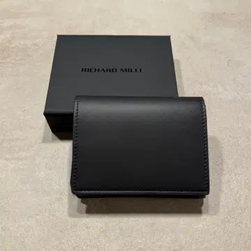 RICHARD MILLE 블랙 가죽 접이식 지갑 카드 케이스