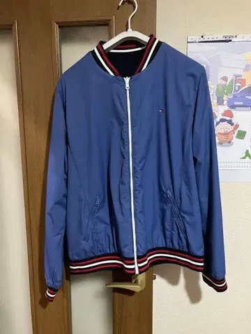 Tommy Hilfiger 파랑과 네이비 리버서블 점퍼 바시티 자켓