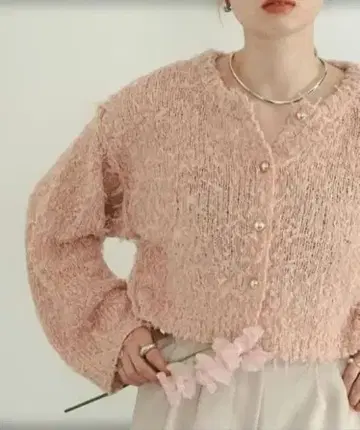 hinari 리본 튤 니트 가디건