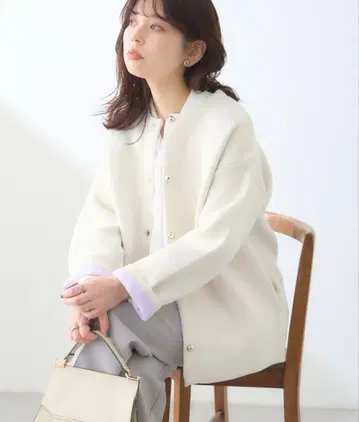 내추럴 꾸뛰르 노카라 자켓 화이트 프리 사이즈