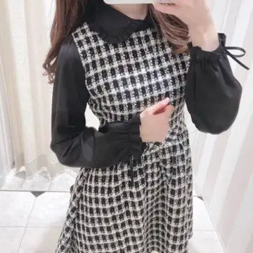 evelyn 트위드 개더 원피스