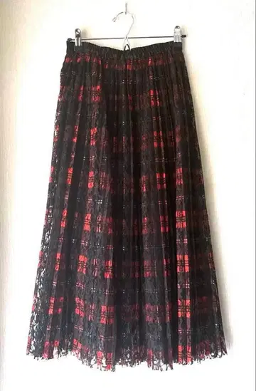 MOUSSY 마우지 플리츠 레이스 스커트 체크