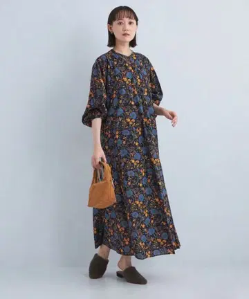 유나이티드 애로우즈 플라워 프린트 티어드 원피스