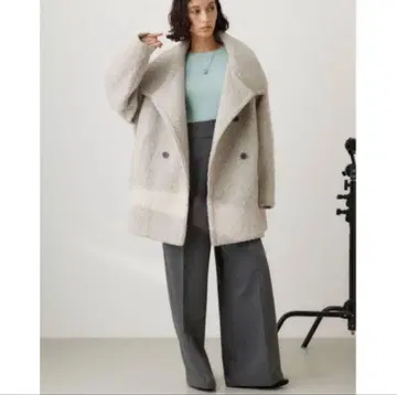 crie conforto 퍼널 넥 미들 코트 그레이 오버 사이즈