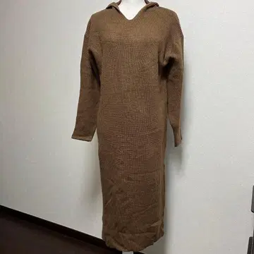 NATURAL BEAUTY BASIC 니트 롱 원피스 브라운