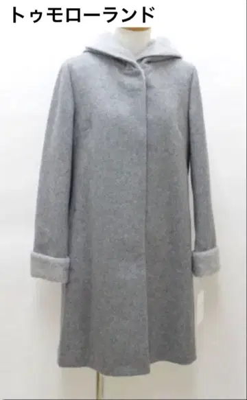 그레이 후드 부착 울 코트