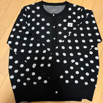 도트 무늬 긴팔 가디건 블랙/화이트