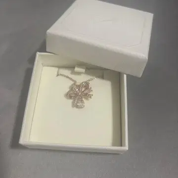 스와로브스키 핑크 골드 리본 목걸이