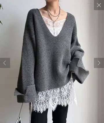 깊은 V넥 와이드 슬리브 풀오버 doudou 드드 같은 형태