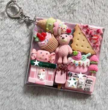 가챠 파우치 [ 핑크 곰돌이 딸기 초코 가케 쿠키 카페 ]