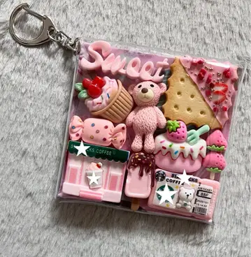 가챠 파우치 [ 핑크 곰돌이 딸기 초코 가케 쿠키 카페 ]