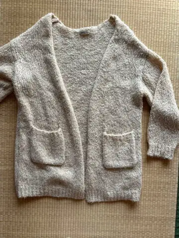 알파카 혼방 미들 기장 니트 가디건