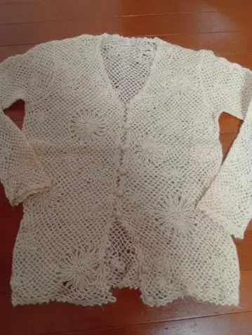 Peyton Place 페이튼 플레이스 레이스 편직풍 아이보리 가디건