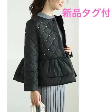 [ 택 포함 새상품 ] 펄 페플럼 충전솜 점퍼 블랙 퀼팅