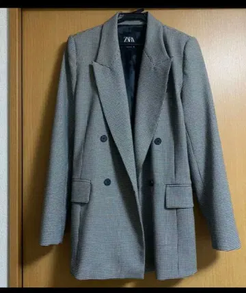 ZARA 그레이 더블 브레스트 테일러드 자켓 S/M