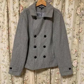 그레이 더블 브레스트 피 코트