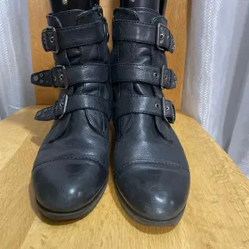 Geox Respira 24.5 cm 블랙 가죽 엔지니어 부츠