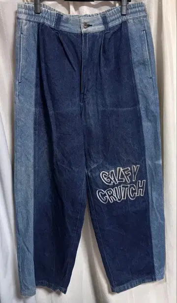 갈피 와이드 데님 팬츠 프리 사이즈 허리밴딩