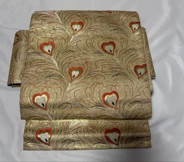 골드 컬러 하트 무늬 나고야 오비