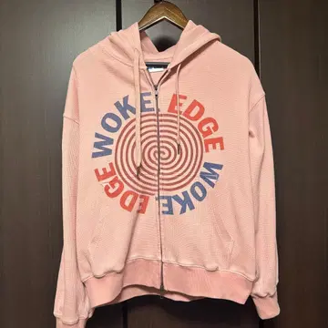 woke edge thermal zip hoodie pink
