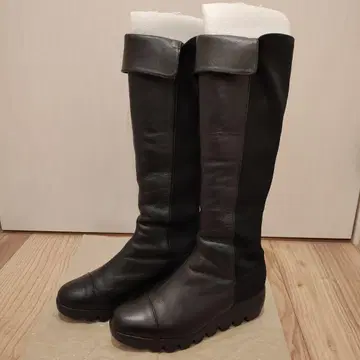 HILLS 블랙 가죽 롱 부츠