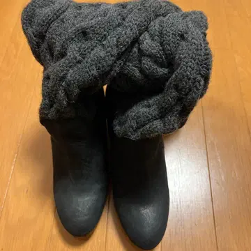 블랙 웨지힐 니트 부츠