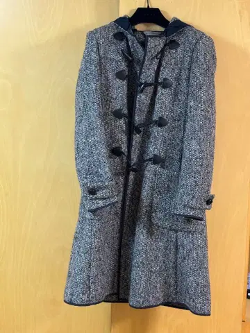 SPORTMAX 더플 코트 그레이 계열 후드 부착