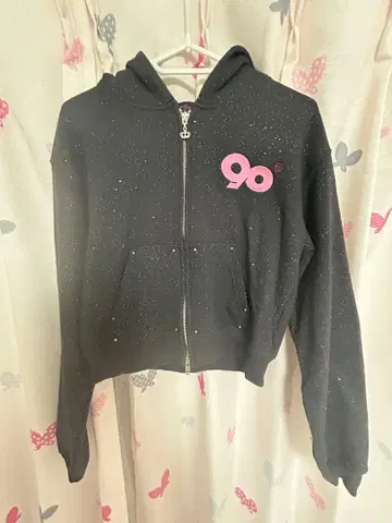 9090 로고 글리터 집 후디 S