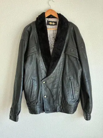 오버 사이즈 레더 자켓 블랙 퍼 포함