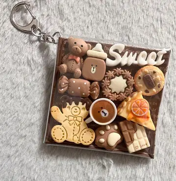 가챠 파우치 [ 브라운 곰돌이 초코 가케 쿠키 ]