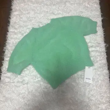 민트 그린 반팔 니트탑