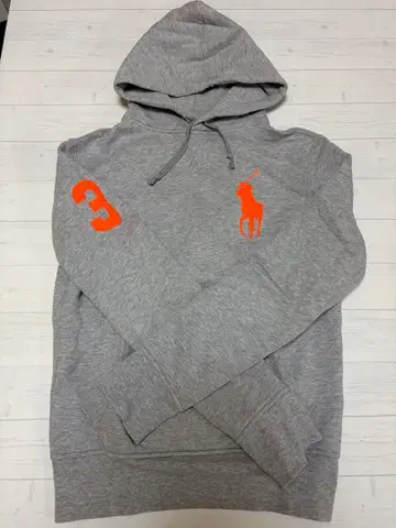 오렌지 로고 그레이 후드티