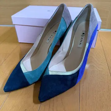 DIANA 배색 절개 멀티 컬러 스웨이드 하이힐 24cm