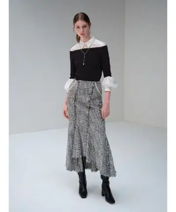 펄 비쥬 트위드 스커트 릴리 브라운