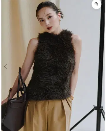 anuans 퍼 라이크 슬리브리스 니트탑