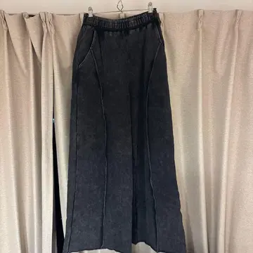 다크 그레이 와이드 팬츠 허리밴딩