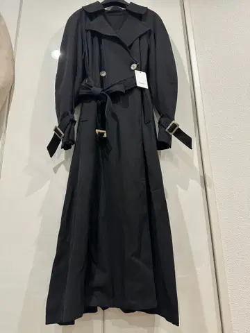 르엘 택 포함 새상품 블랙 롱 트렌치코트 더블 브레스트