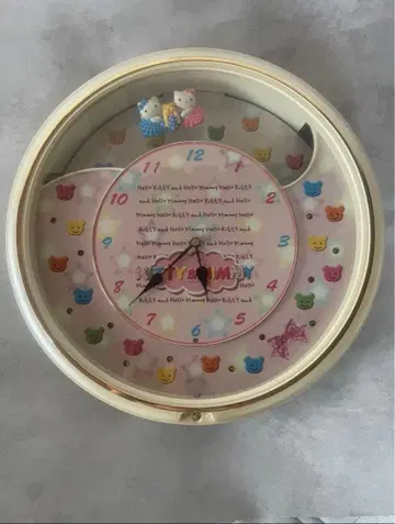 레어 헬로키티 멜로디 벽걸이 시계 산리오 레트로 키티&미미