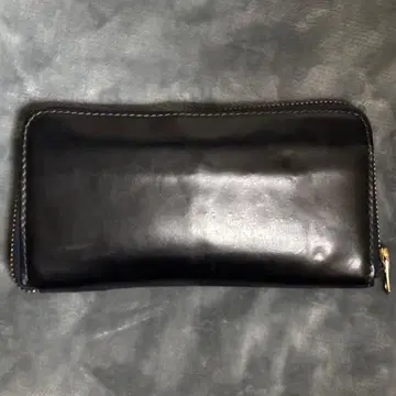 블랙 가죽 장지갑 골드 지퍼