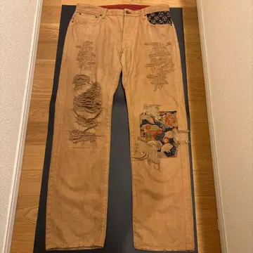 레어 비추쿠라시키 코보 쿠라 이터널 일본풍 패턴 데미지 데님 감색