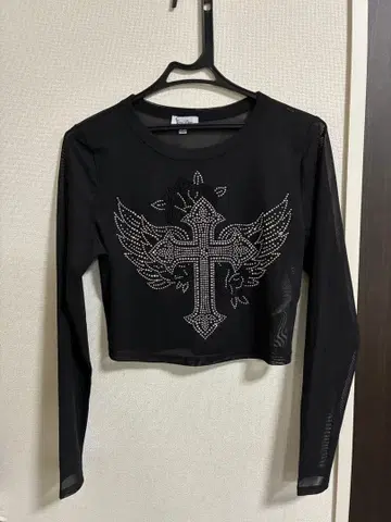 십자가 시스루 상의 블랙 y2k 숏 상의 구제 의류