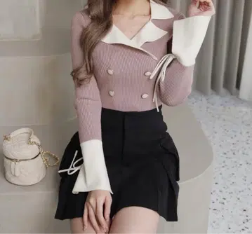 오늘 중 가격 인하 가능 LIPSERVICE 바이컬러 클래시컬 니트