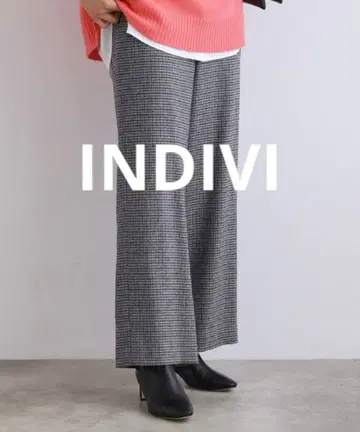 [ INDIVI ] 칭찬받는 체크 무늬 트위드 와이드 팬츠 ( 36 )