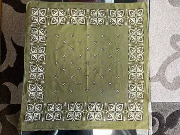 60s USA 빈티지 반다나 RN14193 클로버 패턴 코튼